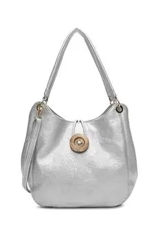 Сумка на плечо из искусственной кожи с тремя отделениями Hava Button Design Fontanella Fashion, серебро