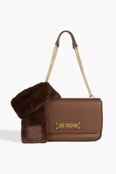 Сумка на плечо из искусственной кожи с отделкой из искусственного меха LOVE MOSCHINO, коричневый
