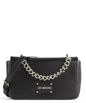 Сумка на плечо из искусственной кожи со стразами и цепочкой в форме сердца Love Moschino, черный