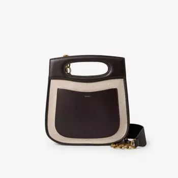 Сумка на плечо из кожи и холста с тиснением логотипа cheri Soeur, экрю