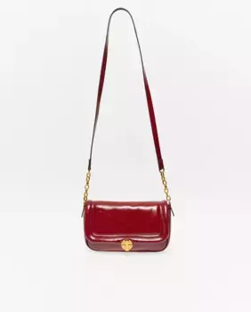 Сумка на плечо из лакированной кожи Sfera, бордовый