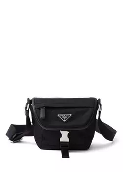 Сумка на плечо из нейлона и сафьяновой кожи Prada, черный