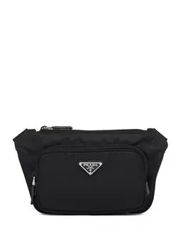 Сумка на плечо из нейлона и сафьяновой кожи Prada, черный