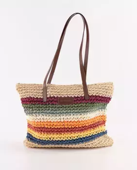 Сумка на плечо из рафии в полоску El Ganso, многоцветный