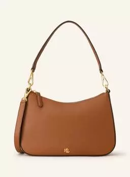 Сумка на плечо из сафьяновой кожи danni 26 LAUREN RALPH LAUREN, цвет COGNAC