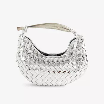 Сумка на плечо из сардиновой кожи Bottega Veneta, серебряный