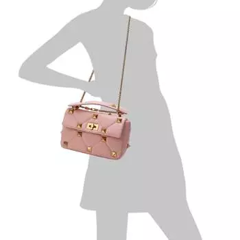 Сумка на плечо из стеганой овчины с заклепками Tiffany & Fred, розовый