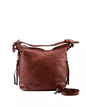 Сумка на плечо из стираной кожи коричневого цвета Stamp, темно коричневый