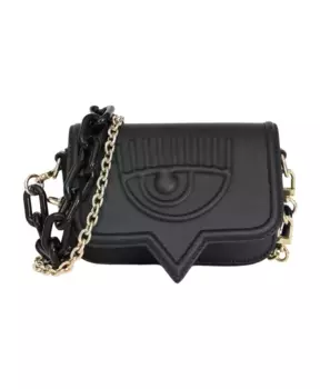 Сумка на плечо из телячьей кожи с логотипом в виде глаз Chiara Ferragni Collection, черный