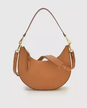 Сумка на плечо из верблюжьей кожи в форме полумесяца Leandra, цвет Camel