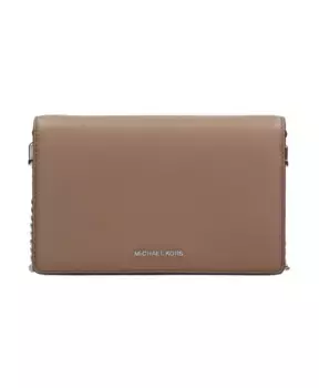 Сумка на плечо из зерненой кожи с металлическим логотипом Michael Kors, коричневый