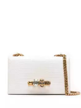 Сумка на плечо Jewelled с тиснением Alexander McQueen, белый