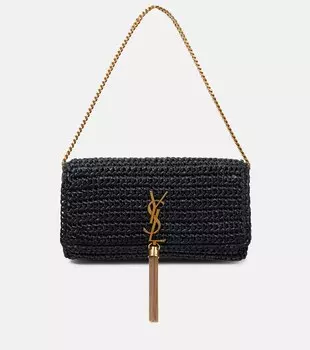 Сумка на плечо Kate 99 из рафии Saint Laurent, черный