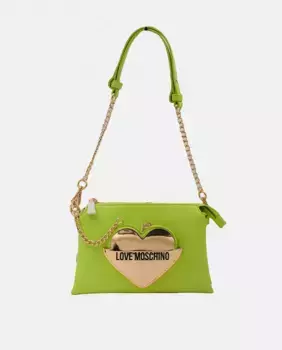 Сумка на плечо лаймового цвета с застежкой-молнией и ручками-цепочками Love Moschino, светло-зеленый