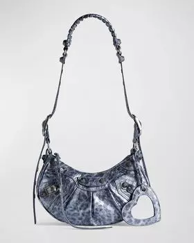 Сумка на плечо Le Cagole XS с леопардовым принтом Balenciaga, цвет Dark Grey