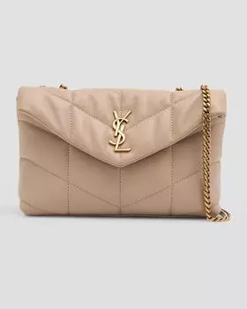 Сумка на плечо Lou Puffer Toy YSL из стеганой кожи Saint Laurent, цвет Dark Beige