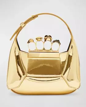 Сумка на плечо Mini Skull с четырьмя кольцами, металлик Alexander McQueen, цвет Gold