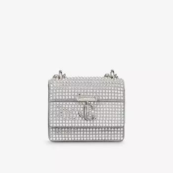 Сумка на плечо Mircro Avenue, украшенная кристаллами и замшей Jimmy Choo, серебряный