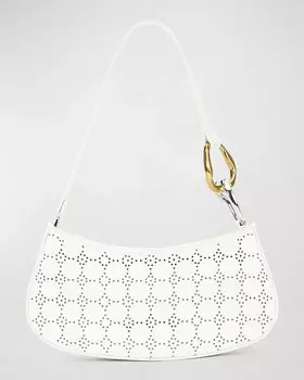 Сумка на плечо Ollie из перфорированной кожи STAUD, цвет Paper Perf