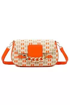 Сумка на плечо Praia из искусственной кожи с тканой отделкой Fontanella Fashion, оранжевый