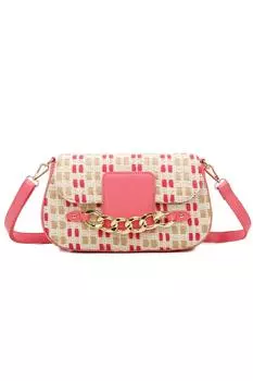 Сумка на плечо Praia из искусственной кожи с тканой отделкой Fontanella Fashion, розовый