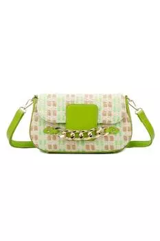 Сумка на плечо Praia из искусственной кожи с тканой отделкой Fontanella Fashion, зеленый