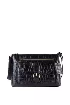 Сумка на плечо 'Pretty' из кожи с тиснением под крокодила Ashwood Leather, черный