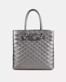 Сумка на плечо с эффектом кожи и ромбовидным тиснением Lola Casademunt, серебряный