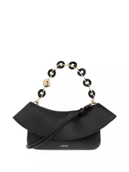 Сумка на плечо с цепочкой и оборками LOEWE, черный