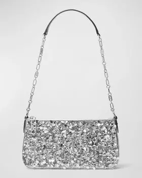 Сумка на плечо с цепочкой и пайетками Empire MICHAEL Michael Kors, цвет Silver