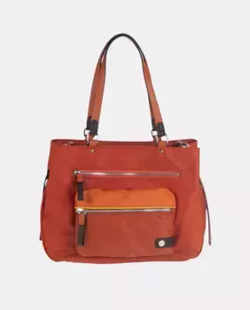 Сумка на плечо с двумя ручками из нейлона кожаного цвета Volum, коричневый