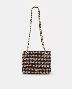 Сумка на плечо с клапаном и узором "гусиные лапки" Tintoretto, черный