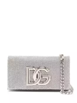 Сумка на плечо с кристаллами и логотипом DG DOLCE & GABBANA, нейтральный