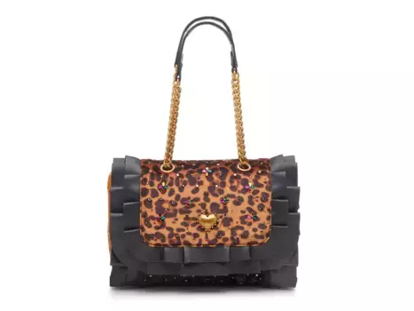 Сумка на плечо с леопардовым принтом и оборками Betsey Johnson, цвет multicolor