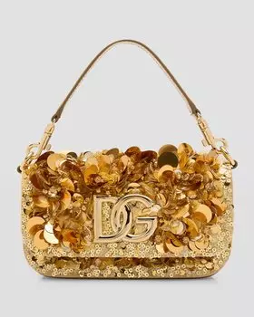 Сумка на плечо с логотипом DG и пайетками Dolce&Gabbana, цвет Oro