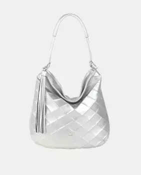 Сумка на плечо с одной ручкой из серебристого пу сочетает в себе фактуру и гладкость, всегда в тон Volum, серебряный