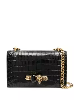 Сумка на плечо с ручкой-кастетом и тиснением Alexander McQueen, черный