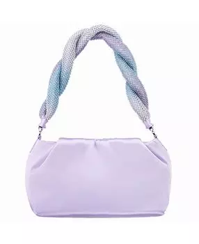 Сумка на плечо с сетчатым ремнем и омбре с витыми кристаллами Nina