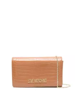 Сумка на плечо с тиснением под крокодила Love Moschino, коричневый