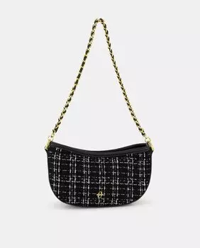 Сумка на плечо с узором "гусиные лапки" на молнии Tintoretto, черный