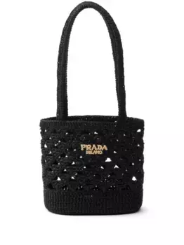 Сумка на плечо с вышитым логотипом Prada, черный