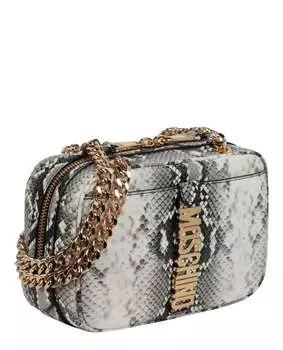 Сумка на плечо со змеиным принтом Moschino, цвет Fantasy White