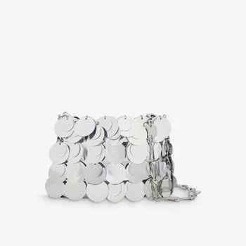 Сумка на плечо Sparkle Disk Nano с пайетками Rabanne, серебряный