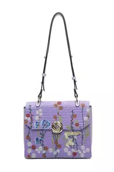 Сумка на плечо Suya из искусственной кожи с тканой отделкой и цветочным узором Fontanella Fashion, фиолетовый