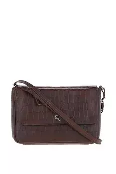 Сумка на плечо 'Valentina' из натуральной кожи с клапаном и принтом под крокодила Ashwood Leather, коричневый