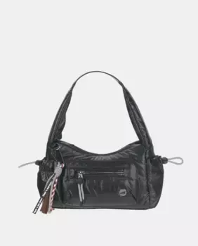 Сумка на плечо в стиле бакет из черного нейлона со спортивными деталями Volum, чёрный