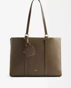 Сумка на плечо в стиле шоппер с застежкой-молнией и съемным кошельком для монет однотонного цвета Parfois, коричневый