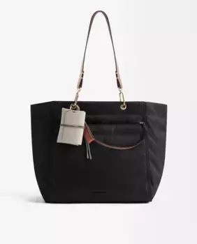 Сумка на плечо в стиле шоппер с застежкой-молнией и съемным кошельком для монет однотонного цвета Parfois, чёрный