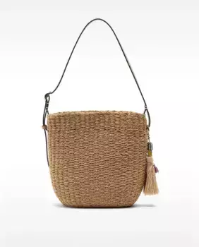 Сумка на плечо в стиле ведро с застежкой-молнией и декоративной подвеской однотонного цвета Parfois, коричневый