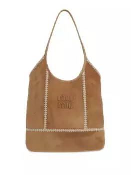 Сумка на плечо в технике кроше MIU MIU, коричневый